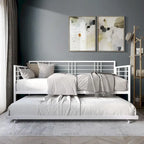 Lit de repos métallique contemporain de taille double avec lit gigogne