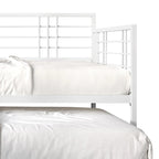 Lit de repos métallique contemporain de taille double avec lit gigogne
