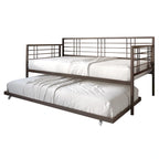 Lit de repos métallique contemporain de taille double avec lit gigogne