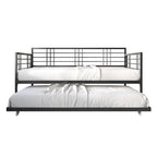 Lit de repos métallique contemporain de taille double avec lit gigogne