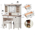 Coiffeuse de ferme, Table de toilette, Ensemble de coiffeuse, Tabouret inclus