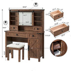 Coiffeuse de ferme, Table de toilette, Ensemble de coiffeuse, Tabouret inclus