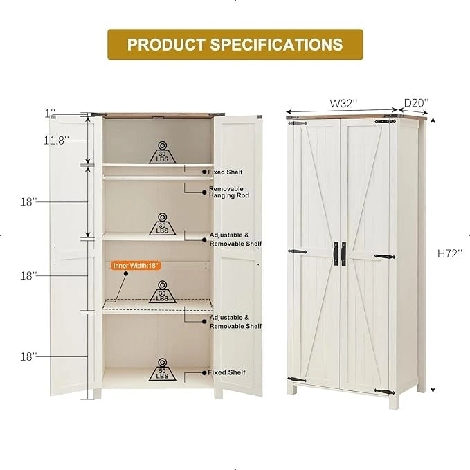 Meuble de Rangement Ferme, Armoire, Garde-Manger Rustique, Rangement Polyvalent