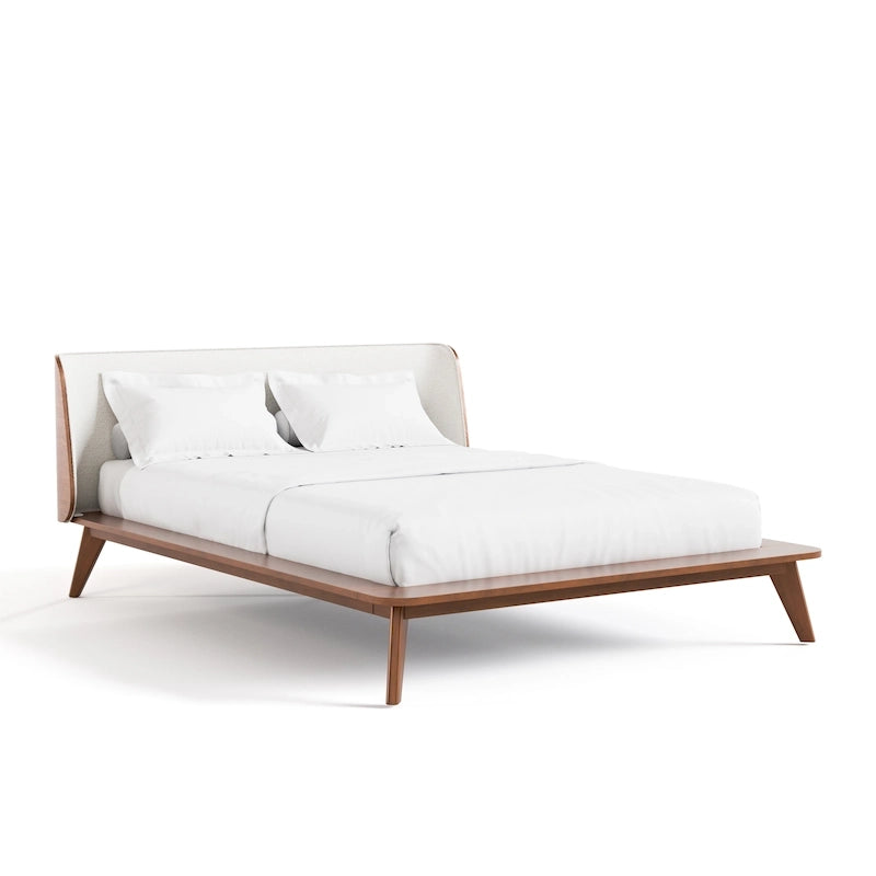 Ensemble de chambre bas de gamme avec fauteuil à oreilles en bouclette du milieu du siècle