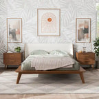 Ensemble de chambre bas de gamme avec fauteuil à oreilles en bouclette du milieu du siècle