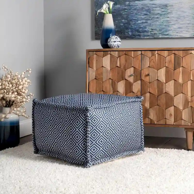 Pouf Ottoman Intérieur/Extérieur à Motif Aztèque