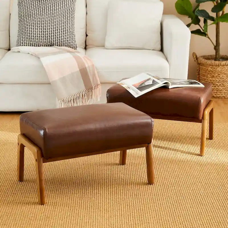 Tabourets d'appoint en similicuir style Mid-Century