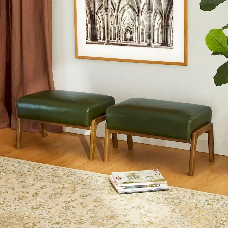 Tabourets d'appoint en similicuir style Mid-Century