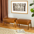 Tabourets d'appoint en similicuir style Mid-Century