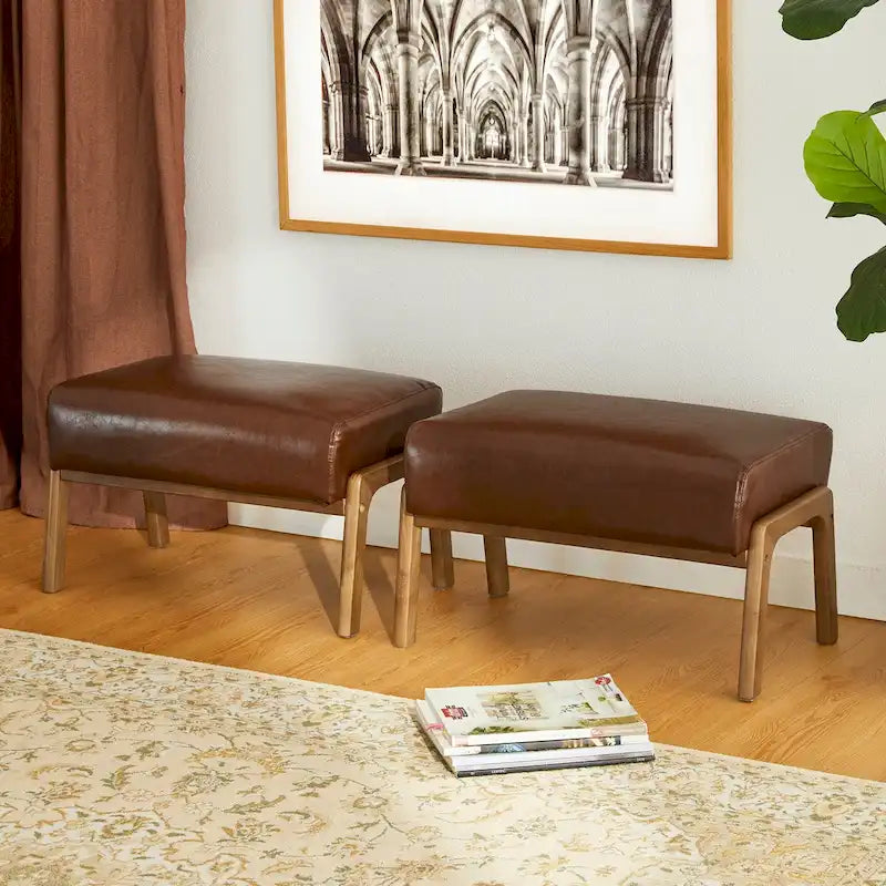 Tabourets d'appoint en similicuir style Mid-Century