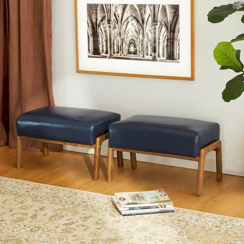 Tabourets d'appoint en similicuir style Mid-Century