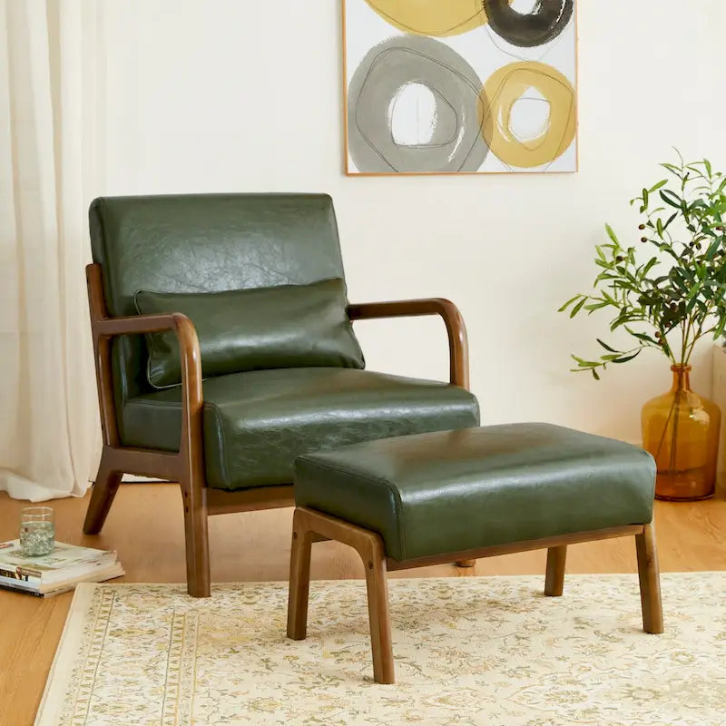 Tabourets d'appoint en similicuir style Mid-Century