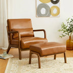 Tabourets d'appoint en similicuir style Mid-Century