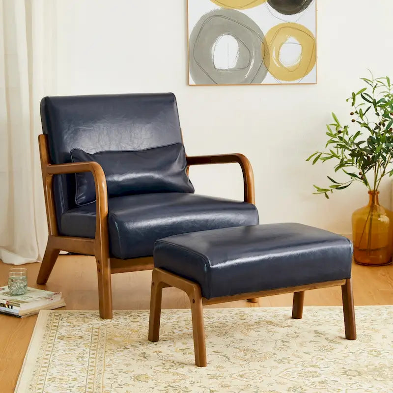 Tabourets d'appoint en similicuir style Mid-Century