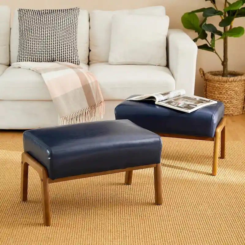 Tabourets d'appoint en similicuir style Mid-Century