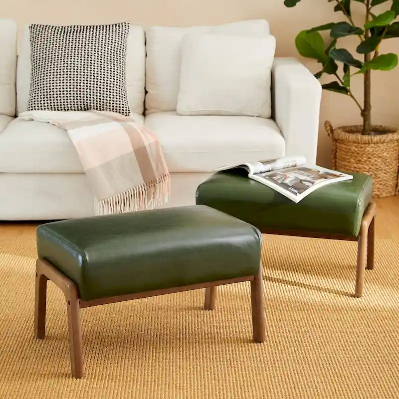 Tabourets d'appoint en similicuir style Mid-Century