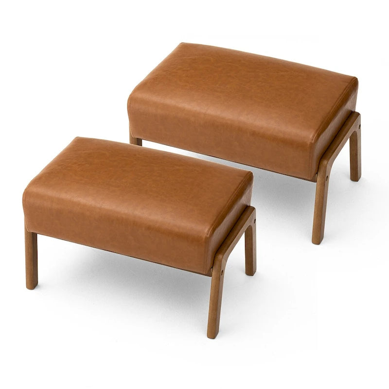 Tabourets d'appoint en similicuir style Mid-Century