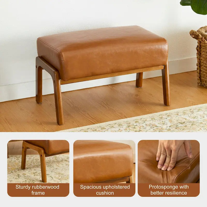 Tabourets d'appoint en similicuir style Mid-Century