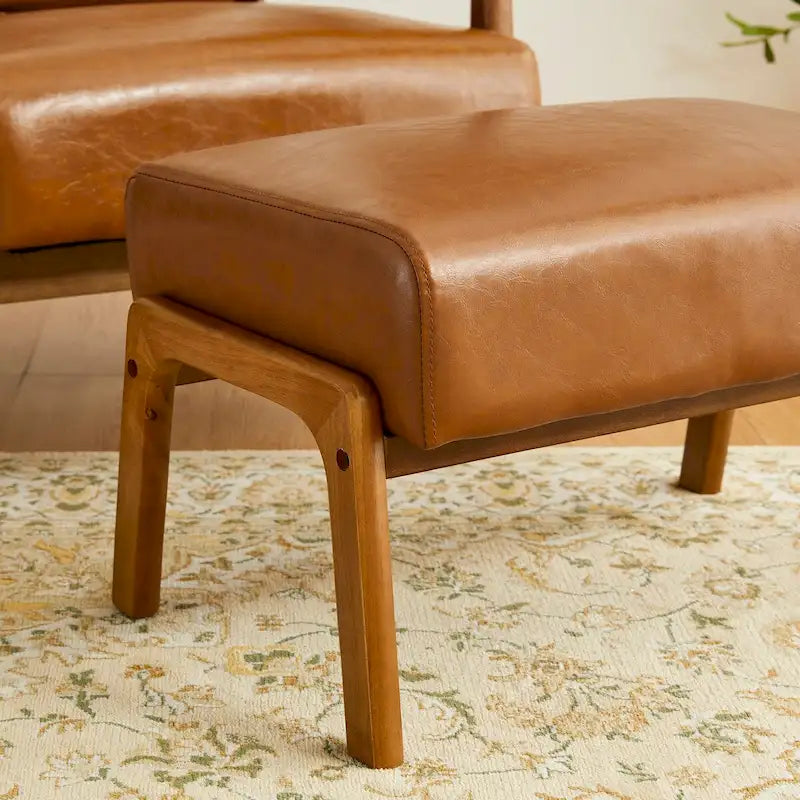 Tabourets d'appoint en similicuir style Mid-Century