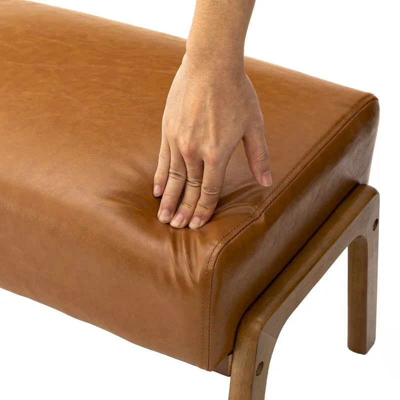 Tabourets d'appoint en similicuir style Mid-Century