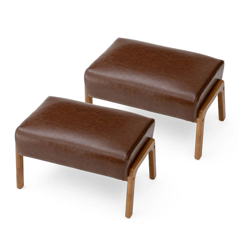 Tabourets d'appoint en similicuir style Mid-Century