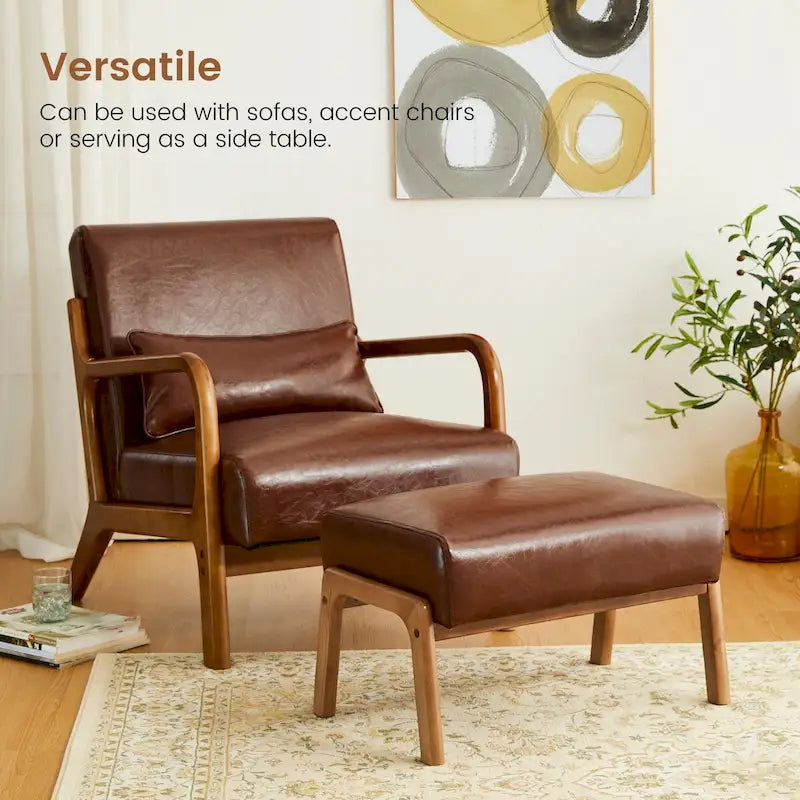 Tabourets d'appoint en similicuir style Mid-Century