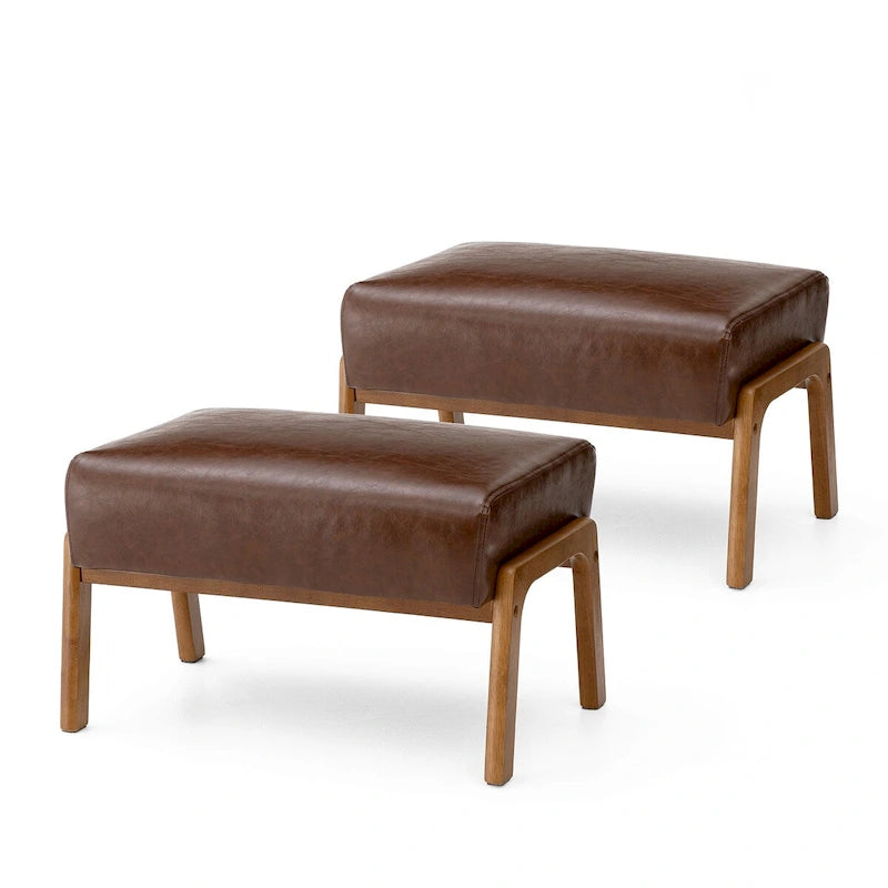 Tabourets d'appoint en similicuir style Mid-Century