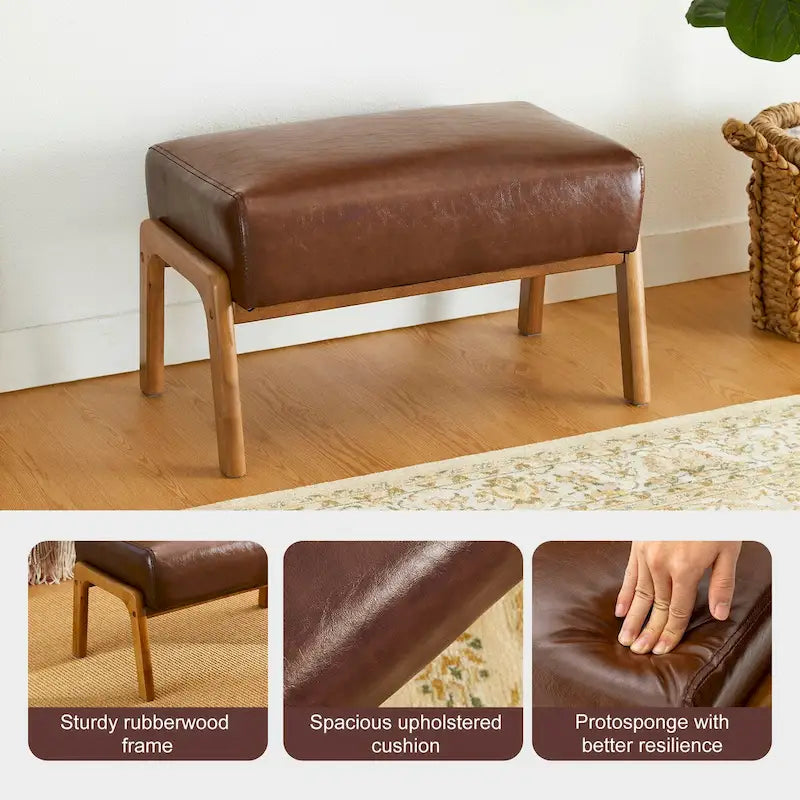 Tabourets d'appoint en similicuir style Mid-Century