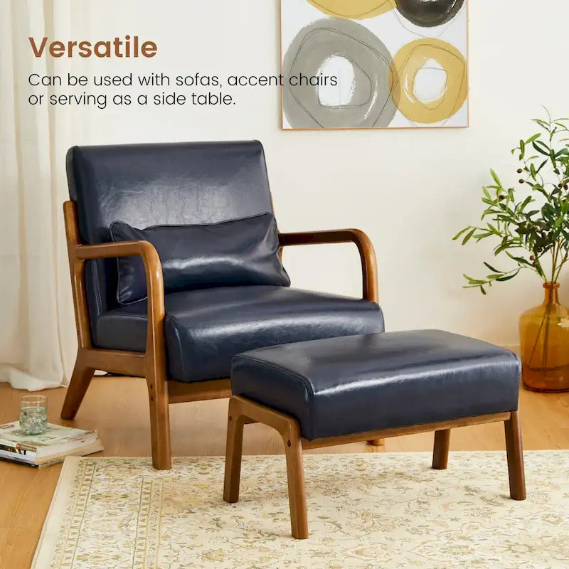 Tabourets d'appoint en similicuir style Mid-Century
