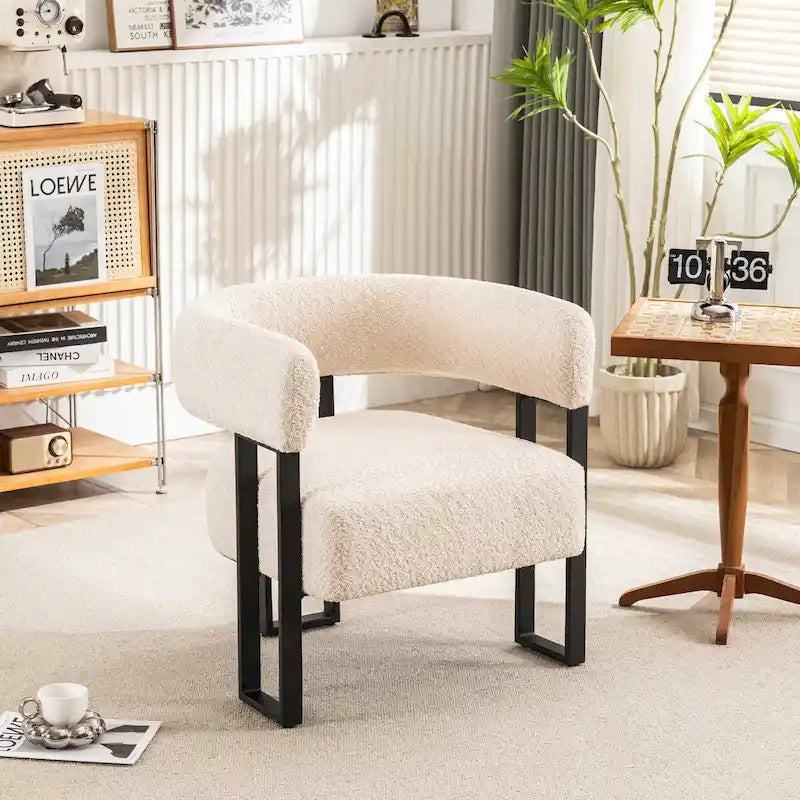 Fauteuil d'appoint individuel en velours Teddy Rembourré, fauteuil moderne d'angle rembourré en bouclette pour salon et chambre