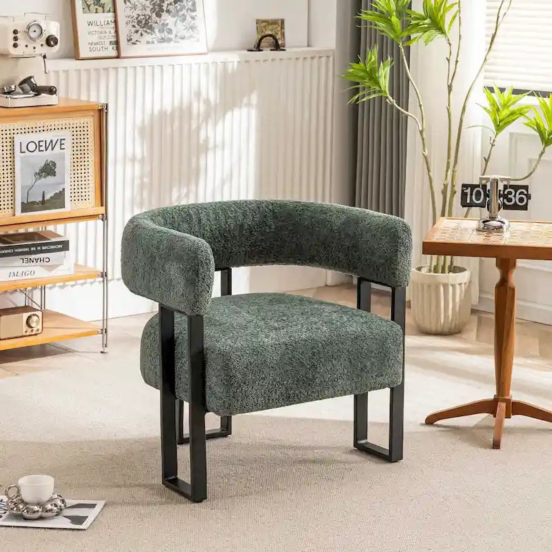 Fauteuil d'appoint individuel en velours Teddy Rembourré, fauteuil moderne d'angle rembourré en bouclette pour salon et chambre