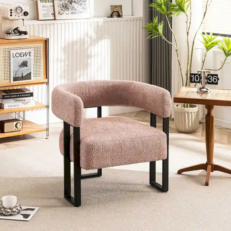 Fauteuil d'appoint individuel en velours Teddy Rembourré, fauteuil moderne d'angle rembourré en bouclette pour salon et chambre