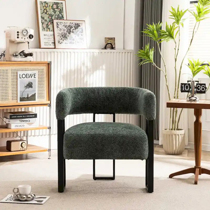 Fauteuil d'appoint individuel en velours Teddy Rembourré, fauteuil moderne d'angle rembourré en bouclette pour salon et chambre