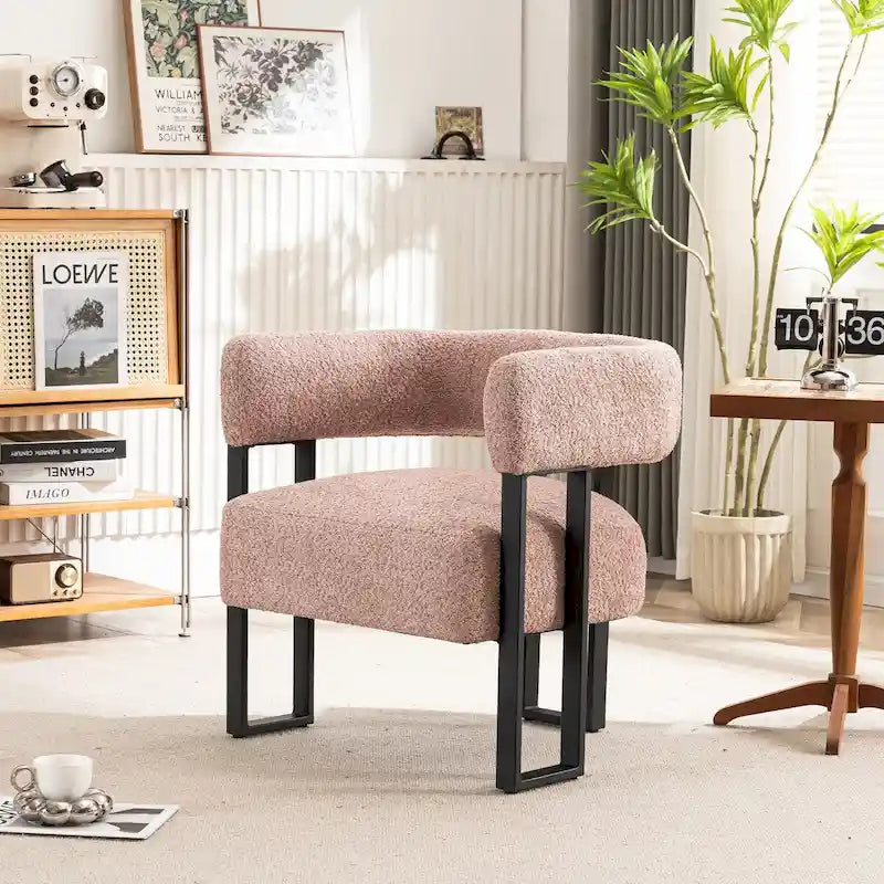Fauteuil d'appoint individuel en velours Teddy Rembourré, fauteuil moderne d'angle rembourré en bouclette pour salon et chambre