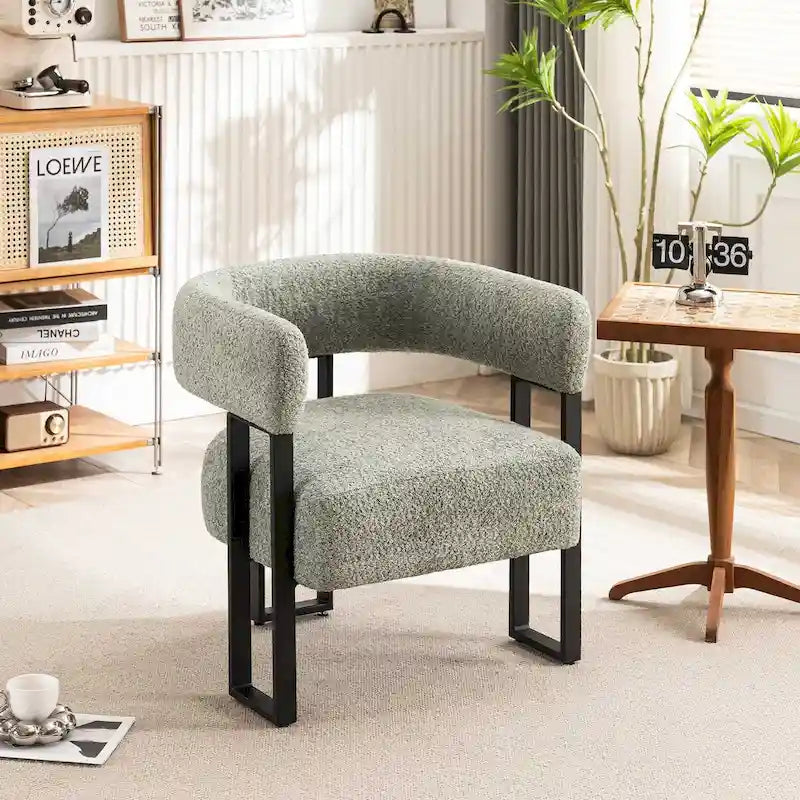 Fauteuil d'appoint individuel en velours Teddy Rembourré, fauteuil moderne d'angle rembourré en bouclette pour salon et chambre