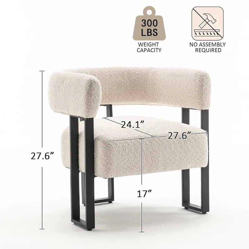Fauteuil d'appoint individuel en velours Teddy Rembourré, fauteuil moderne d'angle rembourré en bouclette pour salon et chambre