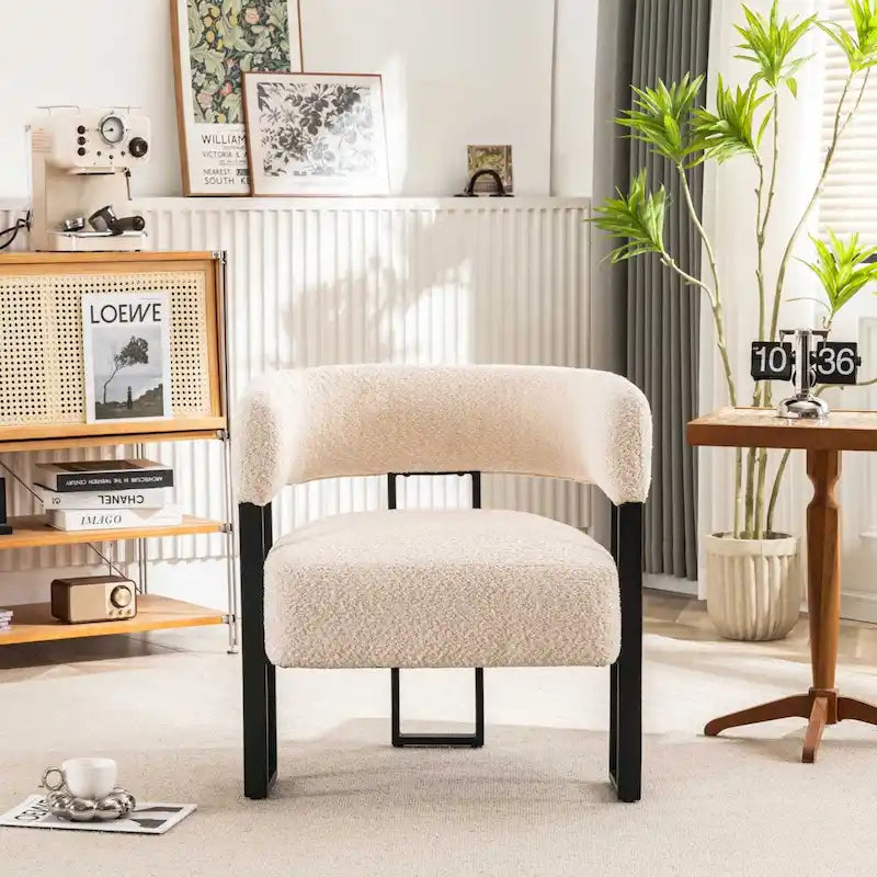 Fauteuil d'appoint individuel en velours Teddy Rembourré, fauteuil moderne d'angle rembourré en bouclette pour salon et chambre