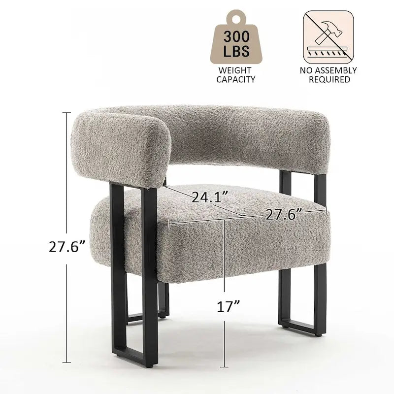 Fauteuil d'appoint individuel en velours Teddy Rembourré, fauteuil moderne d'angle rembourré en bouclette pour salon et chambre
