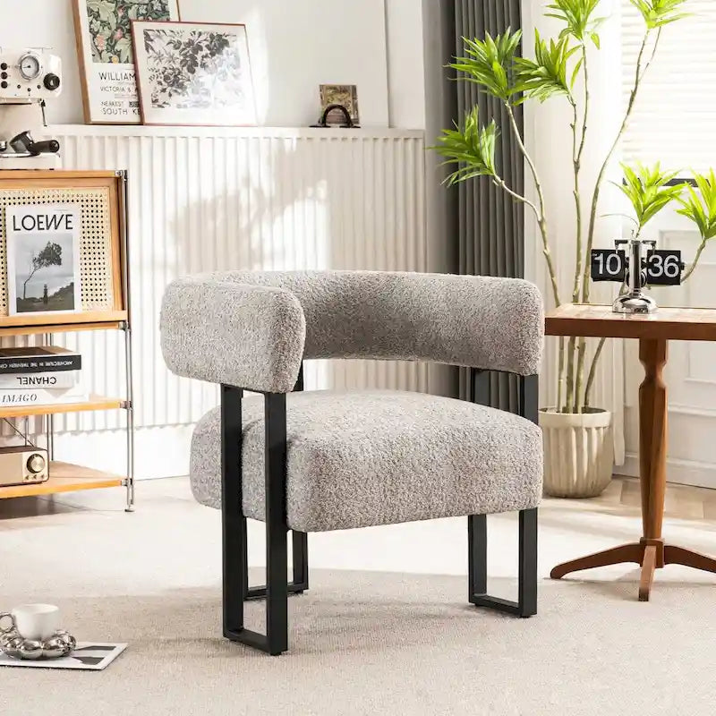 Fauteuil d'appoint individuel en velours Teddy Rembourré, fauteuil moderne d'angle rembourré en bouclette pour salon et chambre