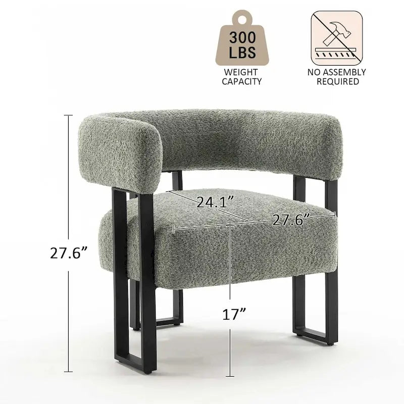 Fauteuil d'appoint individuel en velours Teddy Rembourré, fauteuil moderne d'angle rembourré en bouclette pour salon et chambre