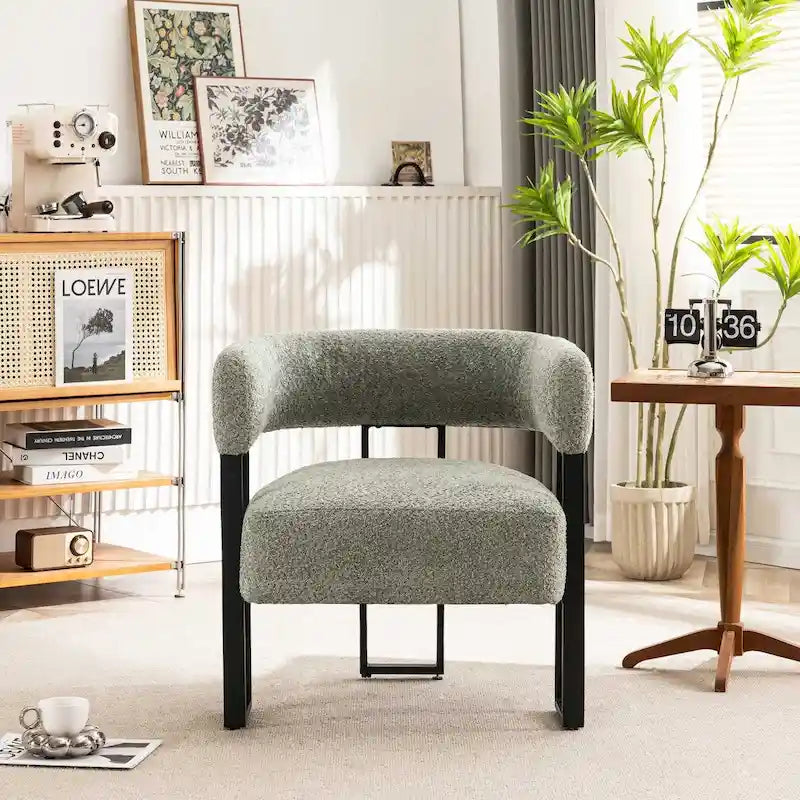 Fauteuil d'appoint individuel en velours Teddy Rembourré, fauteuil moderne d'angle rembourré en bouclette pour salon et chambre