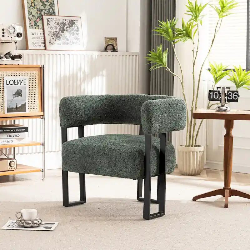 Fauteuil d'appoint individuel en velours Teddy Rembourré, fauteuil moderne d'angle rembourré en bouclette pour salon et chambre
