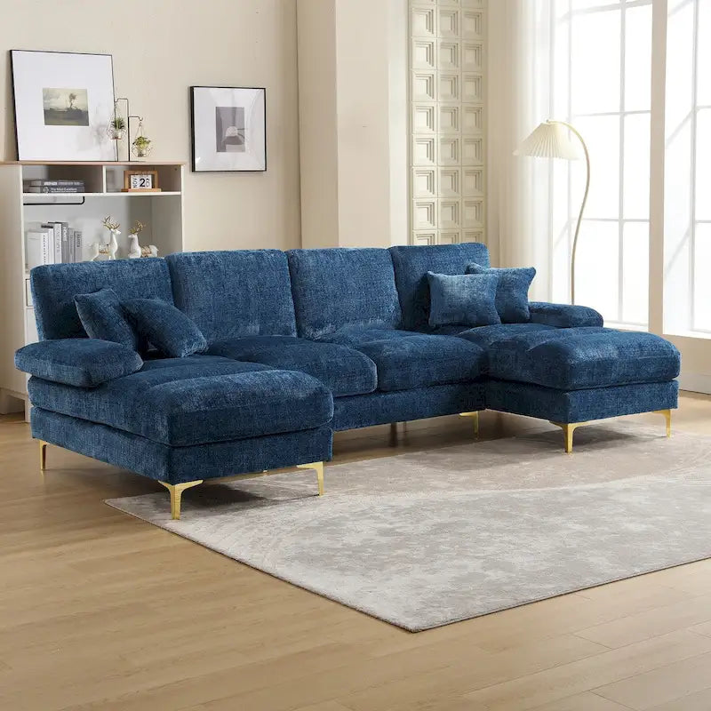Canapé d'angle modulaire en U avec double méridienne