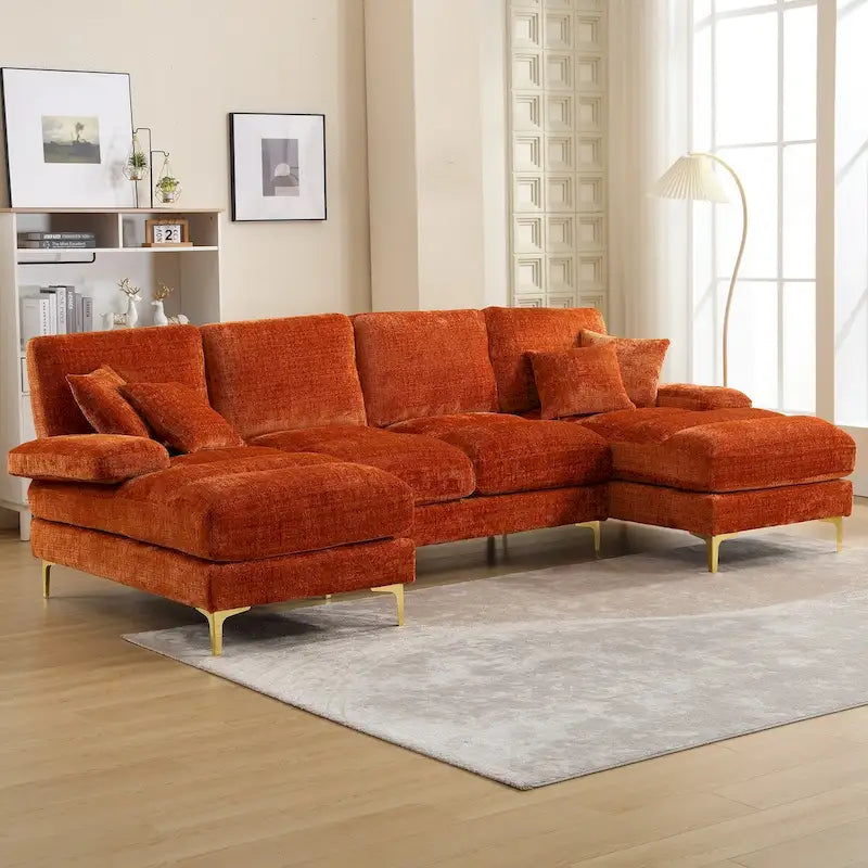 Canapé d'angle modulaire en U avec double méridienne