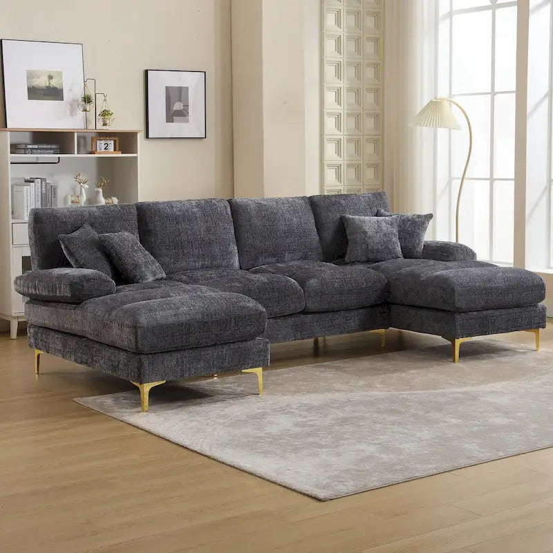 Canapé d'angle modulaire en U avec double méridienne