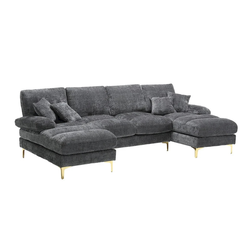 Canapé d'angle modulaire en U avec double méridienne