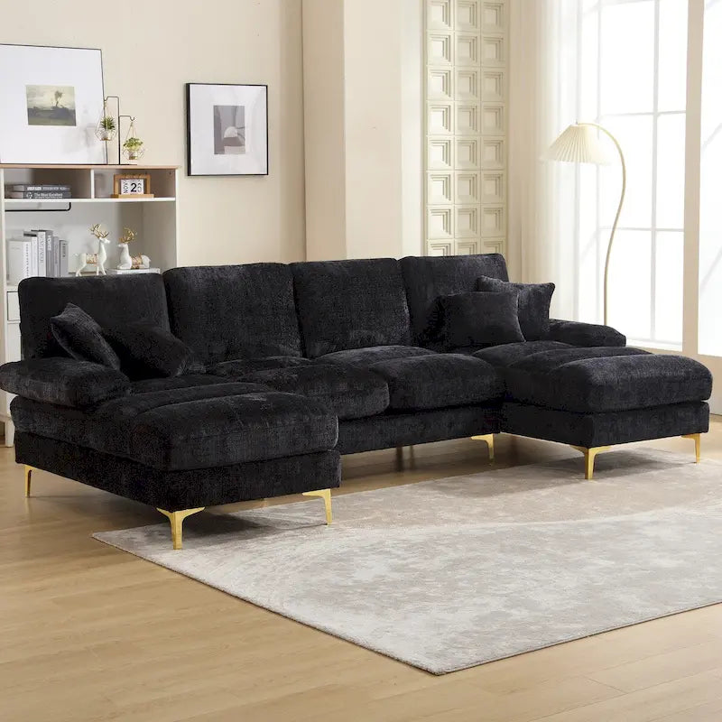 Canapé d'angle modulaire en U avec double méridienne