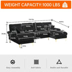 Canapé d'angle modulaire en U avec double méridienne