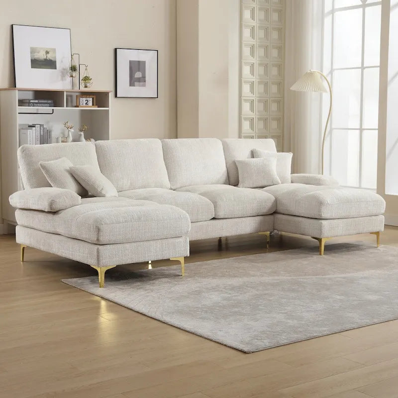 Canapé d'angle modulaire en U avec double méridienne