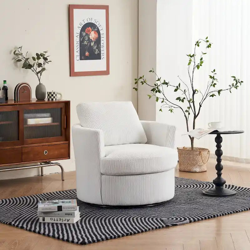 Fauteuil pivotant en velours côtelé moderne, lot de 1